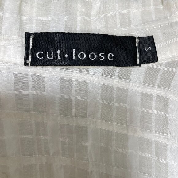 Cut Loose Sheer Top Womens Small White Oversized Lightweight Geometric - Picture 8 of 9